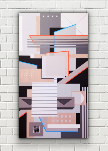 Painting titled "Urban geometries 3" by Gilles Quéval, Original Artwork, Acrylic