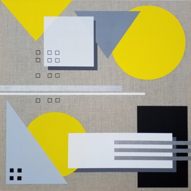 Pintura titulada "Yellow geometries" por Gilles Quéval, Obra de arte original, Acrílico