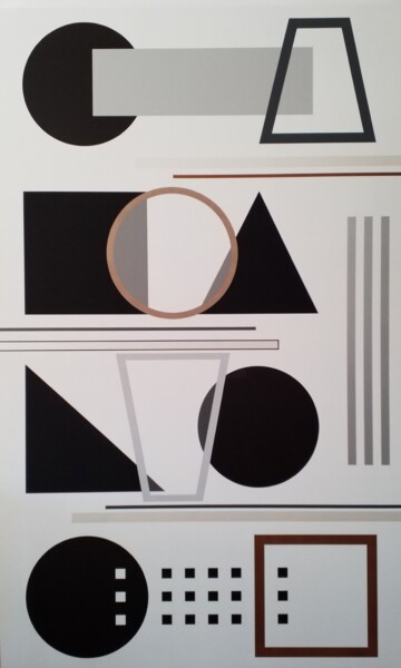 Malarstwo zatytułowany „Black and white” autorstwa Gilles Quéval, Oryginalna praca, Akryl Zamontowany na Panel drewniany