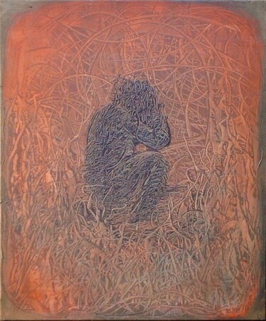 Painting titled "triste" by Gilles Renard, Original Artwork