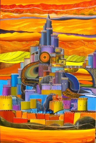 Painting titled "mon château interie…" by Gilles Renard, Original Artwork, Oil