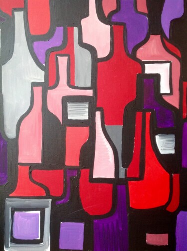 Peinture intitulée "Vin rouge" par Gilles Roy, Œuvre d'art originale, Acrylique
