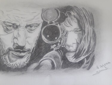 Dibujo titulada "Dessin du film Léon…" por Gilles Staub (LeCrayonAgile), Obra de arte original, Lápiz