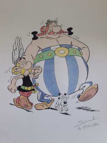 图画 标题为“Dessin d'Astérix et…” 由Gilles Staub (LeCrayonAgile), 原创艺术品, 铅笔