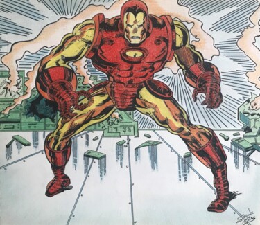 Dessin intitulée "Dessin d'Iron Man r…" par Gilles Staub (LeCrayonAgile), Œuvre d'art originale, Crayon