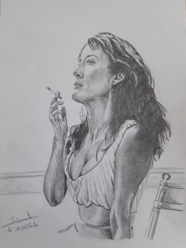 Dessin intitulée "Portrait de Sophie…" par Gilles Staub (LeCrayonAgile), Œuvre d'art originale, Crayon
