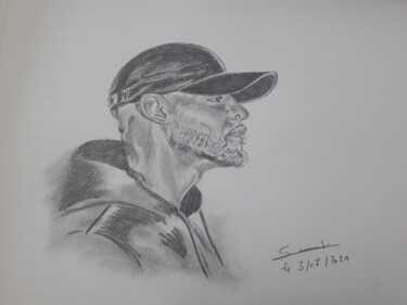 Dessin intitulée "Portrait du rappeur…" par Gilles Staub (LeCrayonAgile), Œuvre d'art originale, Crayon