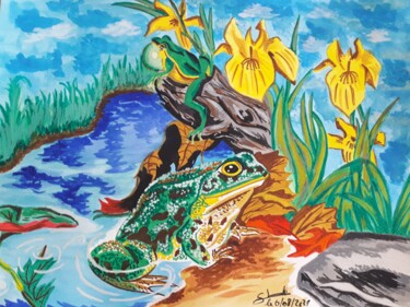 Картина под названием "Peinture d'une gren…" - Gilles Staub (LeCrayonAgile), Подлинное произведение искусства, Акварель