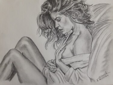 Drawing titled "Dessin de femme ass…" by Gilles Staub (LeCrayonAgile), Original Artwork, Pencil