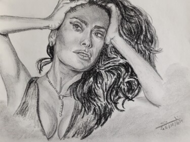Drawing titled "Portrait de Salma H…" by Gilles Staub (LeCrayonAgile), Original Artwork, Pencil