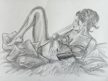 Drawing titled "Dessin de femme réa…" by Gilles Staub (LeCrayonAgile), Original Artwork, Pencil