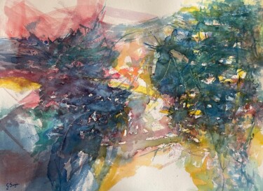 Peinture intitulée "« Enchantement »" par Gilles Surgès, Œuvre d'art originale, Aquarelle Monté sur Verre