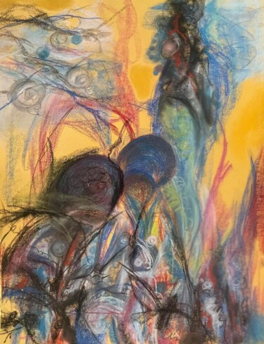 Pintura titulada "« La feria »." por Gilles Surgès, Obra de arte original, Pastel Montado en Vidrio