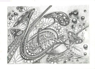 Desenho intitulada "les champignons" por Gilles Thoueilles, Obras de arte originais, Tinta