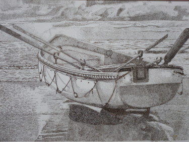 Disegno intitolato "barque au repos" da Gilles Thoueilles, Opera d'arte originale, Inchiostro
