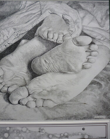 Drawing titled "histoire de pied" by Gilles Thoueilles, Original Artwork, Ink