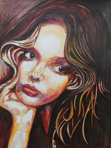Painting titled "sophie" by Gilles Thoueilles, Original Artwork, Ink
