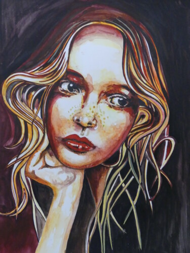 Painting titled "sofia" by Gilles Thoueilles, Original Artwork, Ink