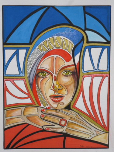 Painting titled "marianne bleue" by Gilles Thoueilles, Original Artwork, Acrylic