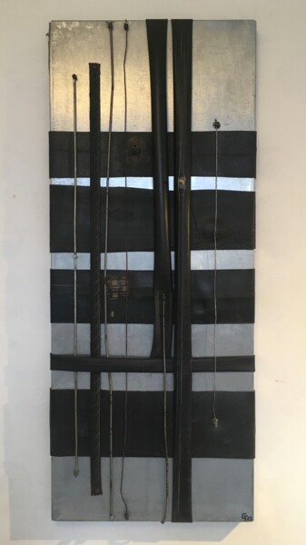 Collages titled "Internal wiring 1" by Gilles Toquoy (Pneu Man), Original Artwork, Metals Mounted on Metal