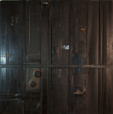 Κολάζ με τίτλο "Pneumatik 2" από Gilles Toquoy (Pneu Man), Αυθεντικά έργα τέχνης, Γλυπτική Τοποθετήθηκε στο Ξύλινο πάνελ