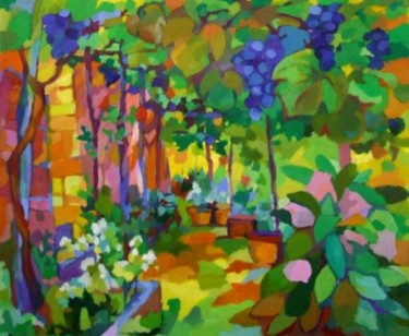 Peinture intitulée "La treille du jardi…" par Gilles Tranier, Œuvre d'art originale, Huile