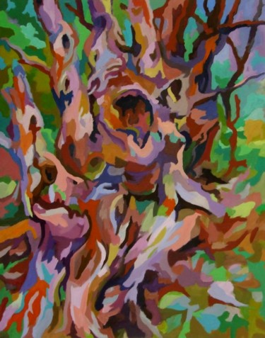 Painting titled "Bois séculaire" by Gilles Tranier, Original Artwork