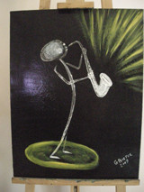 Peinture intitulée "Le Saxophoniste" par Gilles Bictel, Œuvre d'art originale, Huile