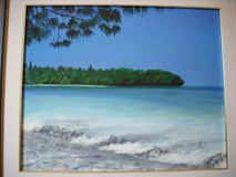 Painting titled "Zoom sur îles des p…" by Gilles Bictel, Original Artwork, Oil