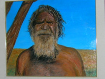Painting titled "Zoom sur aborigène…" by Gilles Bictel, Original Artwork, Oil