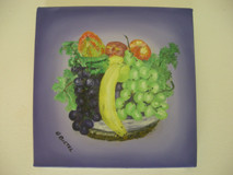 Painting titled "Coupe de fruits" by Gilles Bictel, Original Artwork, Oil