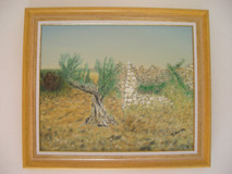 Painting titled "La garrigue" by Gilles Bictel, Original Artwork, Oil