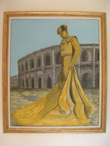 Peinture intitulée "Nimeño II et arène…" par Gilles Bictel, Œuvre d'art originale, Huile