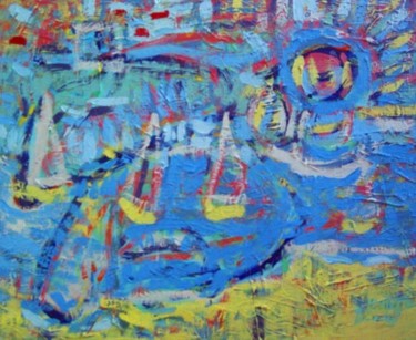 Painting titled "Marine en bleu" by Gilles Bizien, Original Artwork