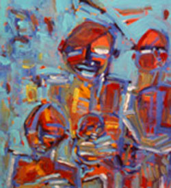 Peinture intitulée "Famille nombreuse" par Gilles Bizien, Œuvre d'art originale