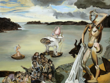Malerei mit dem Titel "Vision infernale à…" von Gilles Chambon, Original-Kunstwerk, Öl