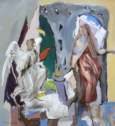 Pittura intitolato "Annonciation synchr…" da Gilles Chambon, Opera d'arte originale, Olio