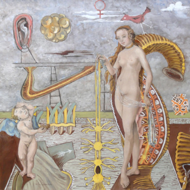 Painting titled "Vénus exfiltrée" by Gilles Chambon, Original Artwork, Oil