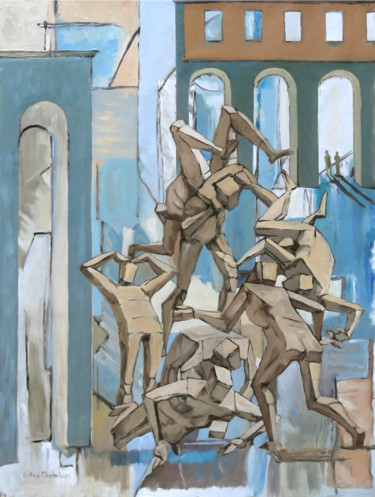 Ζωγραφική με τίτλο "déséquilibre - allé…" από Gilles Chambon, Αυθεντικά έργα τέχνης, Λάδι
