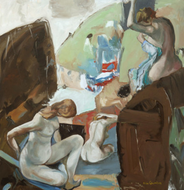 Peinture intitulée "Baigneuses" par Gilles Chambon, Œuvre d'art originale, Huile