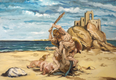 Peinture intitulée "La folie d'Héraclès" par Gilles Chambon, Œuvre d'art originale, Huile