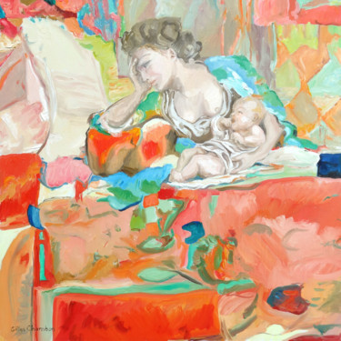 Peinture intitulée "Maternité" par Gilles Chambon, Œuvre d'art originale, Huile