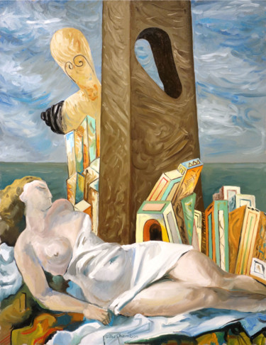Pittura intitolato "Ariane endormie" da Gilles Chambon, Opera d'arte originale, Olio