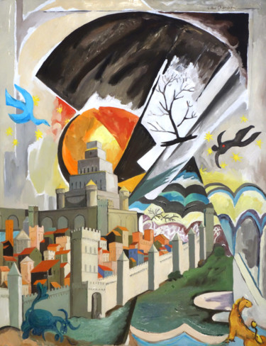 Signes des temps Painting titled "Signes des temps" by Gilles Chambon, Original Art, Oil