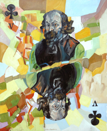 Peinture intitulée "Cézanne valet de tr…" par Gilles Chambon, Œuvre d'art originale, Huile Monté sur Châssis en bois