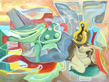 Картина под названием "Les aléas de la mét…" - Gilles Chambon, Подлинное произведение искусства, Масло Установлен на Деревян…