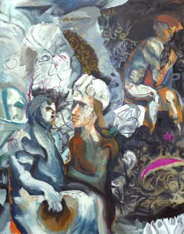 Pintura titulada "Rencontre hasardeuse" por Gilles Chambon, Obra de arte original, Oleo Montado en Bastidor de camilla de ma…