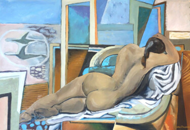 Pintura titulada "La belle endormie" por Gilles Chambon, Obra de arte original, Oleo Montado en Bastidor de camilla de madera