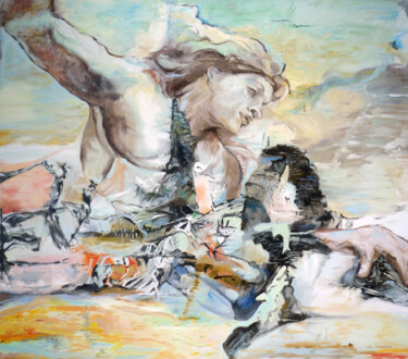 Painting titled "Le vent se lève à l…" by Gilles Chambon, Original Artwork, Oil Mounted on artwork_cat.