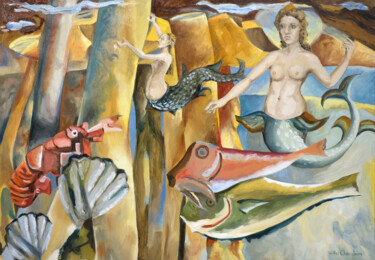 Malerei mit dem Titel "Sous l'océan" von Gilles Chambon, Original-Kunstwerk, Öl